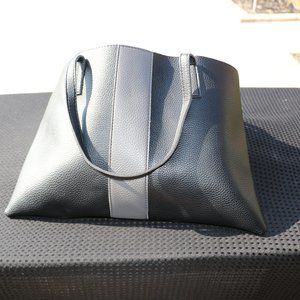Vince Camuto Slim Vegan Leather Tote Bag Black and Gray (NWOT)